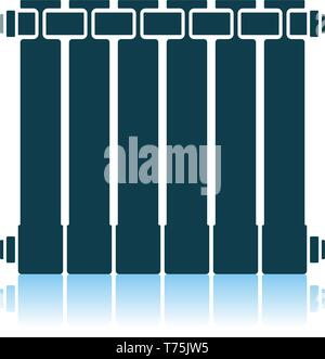 Icon Of Radiator. Shadow Reflection Design. Vector Illustration. Stock Vector