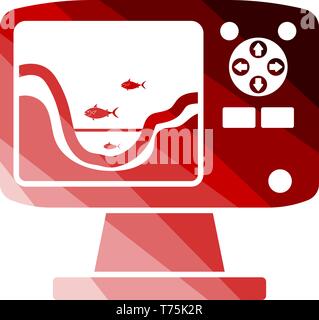 Icon Of Echo Sounder. Flat Color Ladder Design. Vector Illustration. Stock Vector