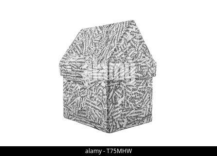 House made from a newspaper isolated on white background Stock Photo