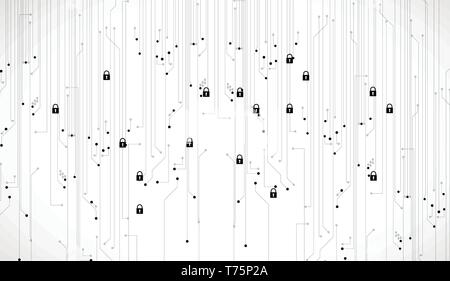 Cybersecurity and information or network protection. Future cyber technology web services for business and internet project Stock Vector
