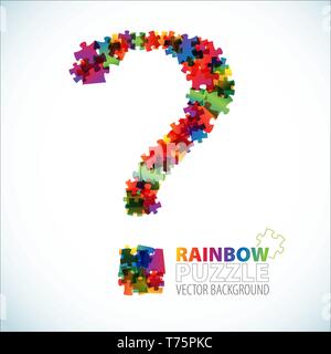 Question mark made from colorful puzzle pieces Stock Vector