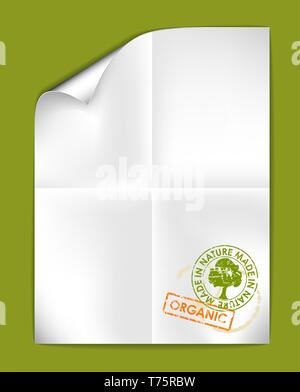 paper with organic stamps - grunge bio/eco background Stock Vector