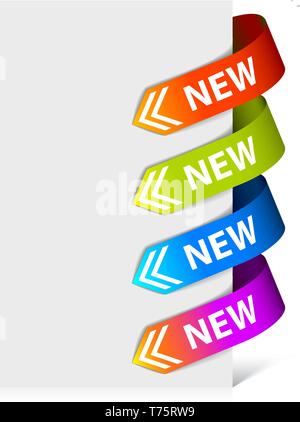 Set of colorful arrows pointing at the new item Stock Vector