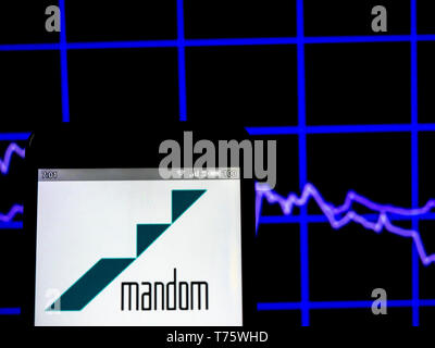 In this photo illustration a Mandom Corporation  logo seen displayed on a smart phone Stock Photo