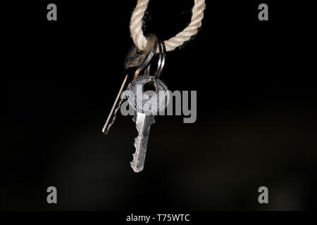 a small metal instrument specially cut to fit into a lock and move its bolt Stock Photo