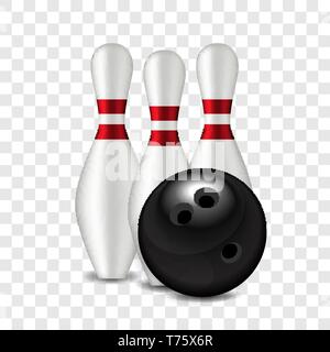 Skittles and Bowling Ball on Transparent  Background Vector Illustration EPS10 Stock Vector