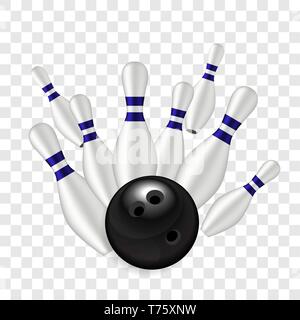 Skittles and Bowling Ball on Transparent  Background Vector Illustration EPS10 Stock Vector
