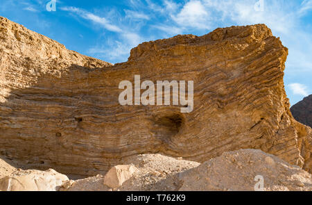 a bizarre layered geological rock formation in wadi shlomo in the eilat mountains about northwest of eilat in Israel Stock Photo