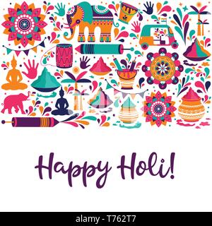 Happy holi vector elements for card design , Happy holi design. Stock Vector
