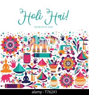 Happy holi vector elements for card design , Happy holi design. Stock Vector