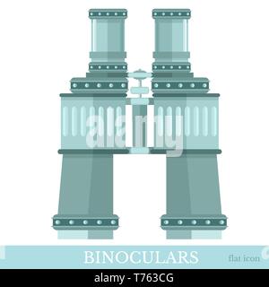 Flat style binoculars icon on white Stock Vector