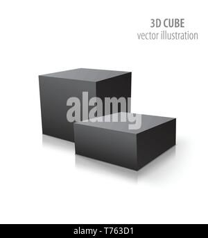 Two 3D cubes isolated on white background. Vector illustration. Stock Vector