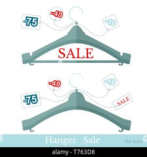 flat two different hangers with tag sale on white Stock Vector