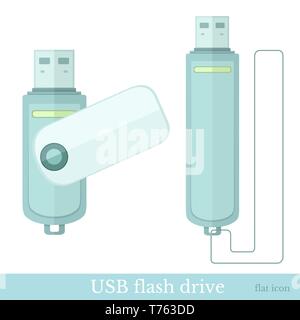 flat usb flash drive web icon on white Stock Vector