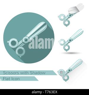 set of scissors icons in flat style with different shadow Stock Vector