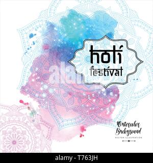 Watercolor imitation multicolored background. Indian spring festival. Stock Vector