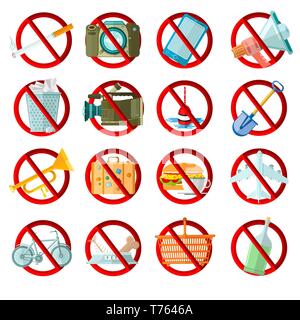 big set of bans in red circle Stock Vector