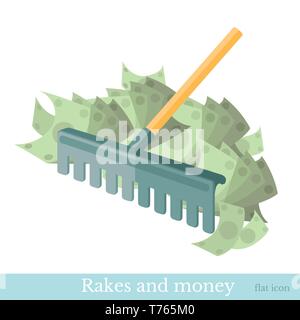 flat concept business icon rake in the money Stock Vector