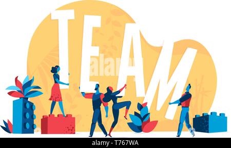 People work together on a great idea Stock Vector
