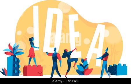 People work together on a great idea Stock Vector