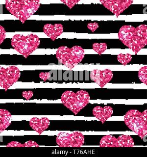 seamless pattern for valentines day with black hand drawn lines Stock Vector