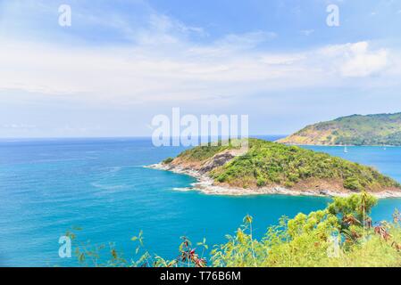 Scenic View from Laem Promthep Viewpoint in Phuket, Thailand Stock Photo