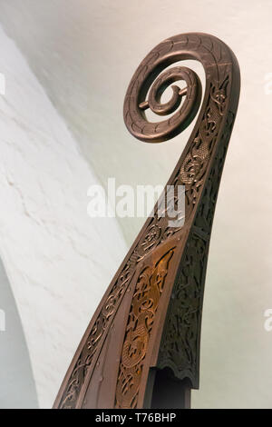 Viking ship tail with scandinavian patterns. Stock Photo