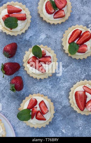 Mini strawberry tarts. Stock Photo