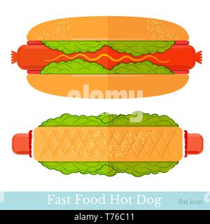 flat two hot-dogs on white Stock Vector