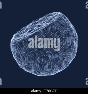 The Half-sphere Consisting of Points. Abstract Grid. Semi-sphere Illustration. 3D Network Design. Technology Concept. Vector Illustration. Stock Vector