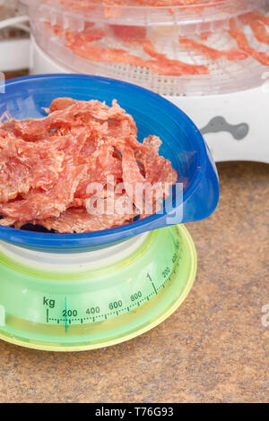 Scale with raw meat Stock Photo - Alamy