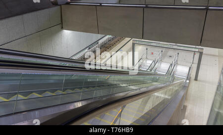 Budapest Hungary 03 15 2019 : The Keleti palyaudvar station from the new Metro line 4 in Budapest, Hungary Stock Photo