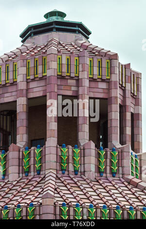 This architectural detail reveals the Art Deco tiling of the City Building's octagonal rotunda in Asheville, NC, USA Stock Photo