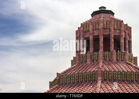 This architectural detail reveals the Art Deco tiling of the City Building's octagonal rotunda in Asheville, NC, USA Stock Photo