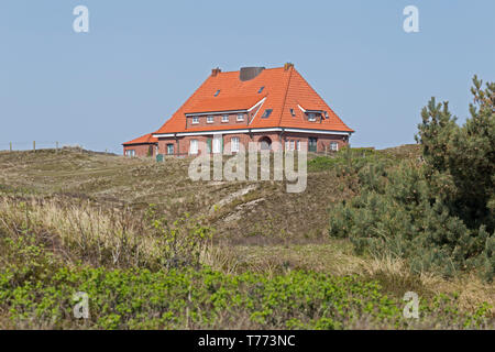 house in the dunes, Spiekeroog Island, East Friesland, Lower Saxony, Germany Stock Photo