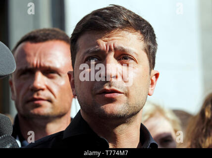 Volodymyr Zelensky is seen after his meeting. Ukrainian newly elected