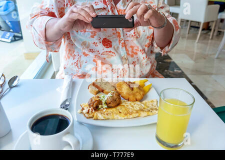 Cartagena Colombia,El Laguito,Hotel Dann Cartagena,hotel,restaurant restaurants food dining cafe cafes,free included breakfast buffet,plate,omelet,mea Stock Photo