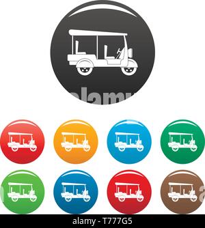 Taxi rickshaw icons set 9 color vector isolated on white for any design Stock Vector