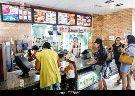 Cartagena Colombia,Bocagrande,Burger King,fast food,hamburgers,restaurant restaurants food dining cafe cafes,inside interior,counter,customers,cashier Stock Photo