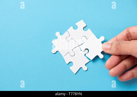 Four pieces puzzle squares diagram Stock Photo