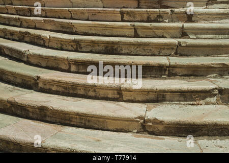 Close-up of old and dirty marble steps in a sunny day at Campo Maior. A town with medieval influences in eastern Portugal. Stock Photo