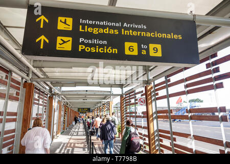 Cartagena Colombia,Aeropuerto Internacional Rafael Nunez International Airport CTG,tarmac passenger walkway,Hispanic resident residents,woman female w Stock Photo