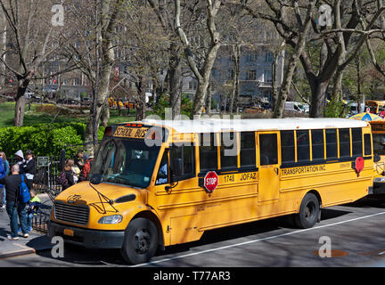 School Bus near Central Park, Upper Manhattan, New York City