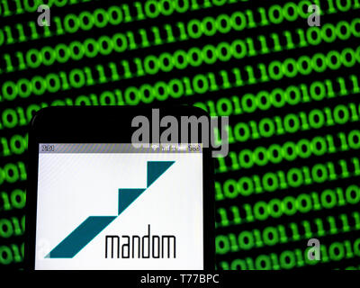 Ukraine. 4th May, 2019. In this photo illustration a Mandom Corporation logo seen displayed on a smartphone Credit: Igor Golovniov/SOPA Images/ZUMA Wire/Alamy Live News Stock Photo