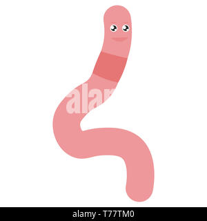 Cartoon worm squirms.  illustration on white background. Stock Photo