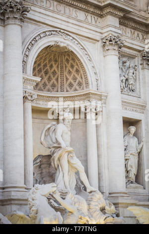 Statues on the Trevi Fountain at the end of the day in Rome Italy Stock Photo