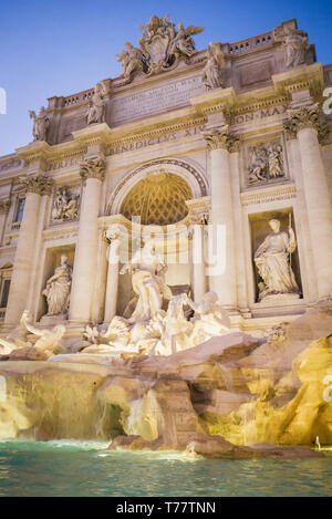 Trevi Fountain at the end of the day after the sunset in Rome Italy Stock Photo