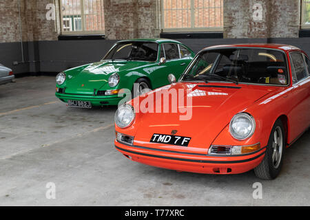 Vintage 1968 Porsche 911 car at Bicester heritage centre 'Drive it Day'. Bicester, Oxfordshire, England Stock Photo