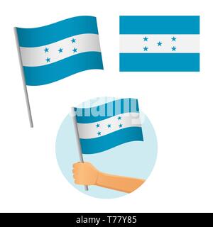 Honduras flag in hand. Patriotic background. National flag of Honduras  illustration Stock Photo