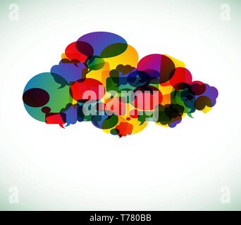 Cloud computing icon made from colorful speech bubbles - vector illustration Stock Vector